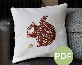 Squirrel - Modern Cross Stitch - PDF Pattern