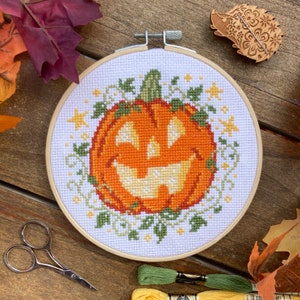Pumpkin and Stars - Modern Cross Stitch - PDF Pattern