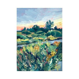 Summertime Sunset | 5x7  | Acrylic on Canvas board | Original Art | Fine Art | Josie Morgan | Canadian Landscape