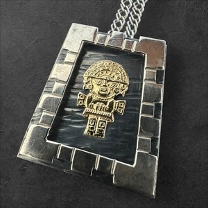 950 Silver & 18K Gold Tumi Pendant Brooch - Handmade Peruvian Tribal Necklace