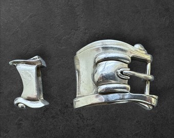 Genuine vintage BARRY KIESELSTEIN CORD huge sterling silver buckle & Keeper,1985 Genuine Vintage BARRY KIESELSTEIN CORD Huge Silver Buckle  main image 3