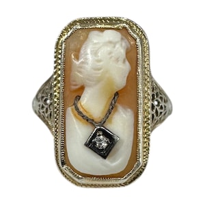 Vintage Women&#39;s Ring Diamond Cameo Ring