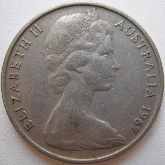 1967年オーストラリア20セント硬貨 - カモノハシ - エリザベス2世女王