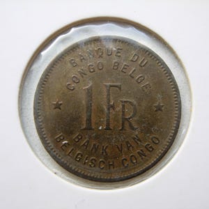 Congo Belgian 1 Franc 1944  African Elephant