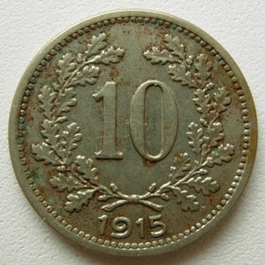 Vintage Austro-Hungarian Empire 10 Heller Coin – 1915