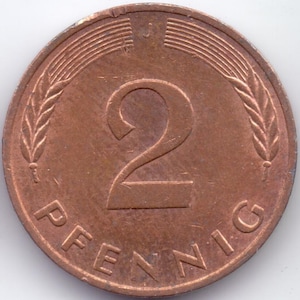 Germany Federal republic BRD 2 pfennig 1991 J