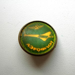 Broche vintage soviético de um avião Tu-144 da Aeroflot - Insígnia de aviação da URSS dos anos 1970