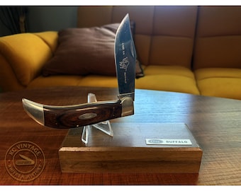 Case XX Buffalo Folding Hunter Knife w/ Wood Display Box – Large 5.5" Collector Knife Handmade