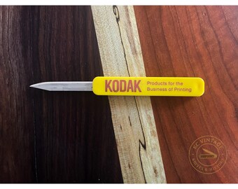 Vintage Kodak Advertising Pocket Knife – “Products for the Business of Printing” – Yellow Slide-Out Utility Blade