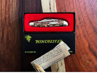 1995 Winchester W 15 30081 CT Stockman Knife – Colorful Celluloid Handles – Original Box