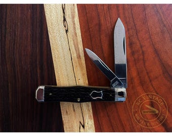 Vintage Winchester Model 2921 Jack Knife – 1987 – Jigged Delrin Handles – 2-Blade Folding Pocket Knife