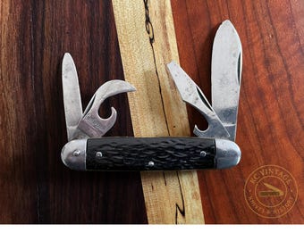 Vintage Imperial Scout Knife • 1950s–60s Camp Pocket Knife with Jigged Black Handles