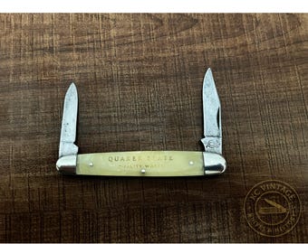 Vintage 1946–1948 Queen Pen Knife – Quaker State “Quality Waxes” Advertising – 3 3/8" – Early Postwar American Cutlery
