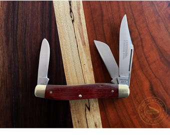 Vintage Sears Craftsman Stockman Knife – Model 95311 – Wood Handles – Stainless Blades – Circa 1980s–90s