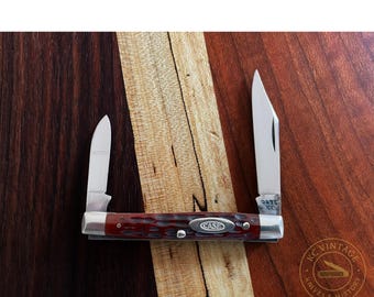 Vintage 1940–1964 CASE XX 6233 Pen Knife – Jigged Red Bone Handles – USA Made