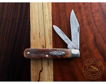 Vintage Ka-Bar 1005 USA Two-Blade Jack Knife – Jigged Delrin Handles (1970s–80s Era)