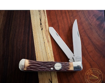 Remington R12 Trapper Pocket Knife – USA Made – Jigged Bone Handles – Circa 2000s