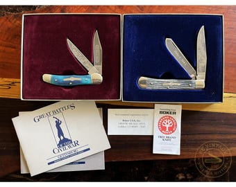Vintage Boker Solingen Civil War Commemorative Knife Set – Great Battles Series (Gettysburg & Shiloh, c. 1990s)