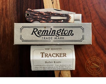 1990 Remington R1306 Tracker Bullet Knife – Delrin Staglon Handles – Vintage USA-Made Folding Knife
