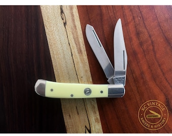 Bear & Son USA 4th Gen Carbon Steel Yellow Two-Blade Pocket Knife – c. 2000s