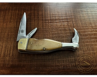 Antique Coke Bottle Pocket Knife – 3 Blade – Bone Handles – 3 1/4” – Early 1900s Era