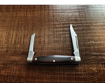 Vintage Camillus Pen Knife – 2 Blade – Coping & Clip – Wood Handles – USA – Circa 1980s–1990s