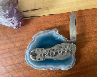 Vintage Goodwill Shoes Advertising Pocket Knife – LunaWerk Solingen Germany – Early 1900s – Holliston Massachusetts Shoe Store Promo Knife