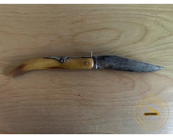 Circa 1890s–1910s Vintage French False Folding Knife – Horn Handle, Exterior Lockback
