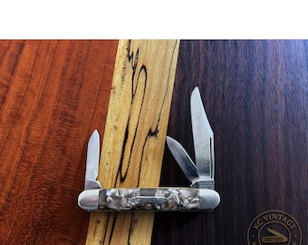 Vintage 1936–1952 Imperial Providence RI Equal-End Stockman Knife – Root Beer Celluloid Handles – 2 1/4" Closed