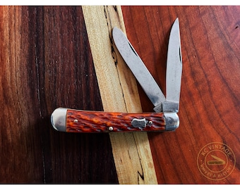 Vintage R.J. Richter Pocket Knife – Jigged Brown Delrin – Made in Solingen, Germany – Circa 1950s–60s