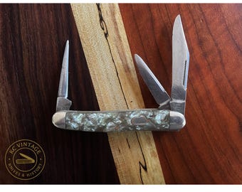 Vintage Remington UMC USA Stockman Pocket Knife – Cracked Ice Celluloid Handles – 3 Blade – Circa Mid-20th Century