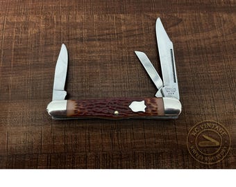 Vintage 1972 Camillus New York USA – Three-Blade Stockman Knife – Large & Small Clip Blades + Coping Blade – 3 5/8” – Excellent Condition