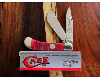 1999 Case XX NKCA Saddlehorn Trapper Knife – Red Bone Handles – Pattern 62100 SS – Limited Edition #L1463 – 4.5" Closed with Box