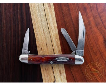 Vintage Case XX Stockman Pocket Knife – Jigged Bone Handles – 1940–1964 Era – 3-Blade Folding Knife – 3 3/8" Closed