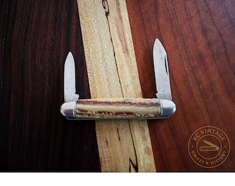 Vintage 1938–1941 Hammer Brand Two-Blade Pen Knife – Swirled Celluloid Handles – Pre-WWII USA Made
