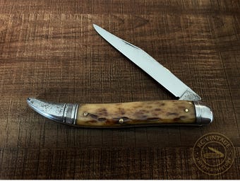 Vintage 5" Folding Pocket Knife – Large Gentleman’s Folder – Bone Handles – Unknown Maker – Early–Mid 20th Century