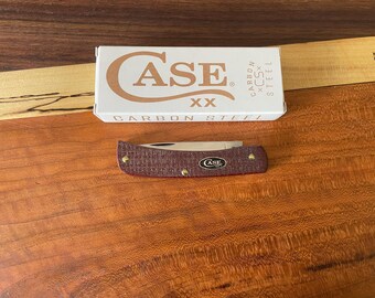 New Case XX Sod Buster Jr. Knife – Dark Red Burlap Micarta Handle | Carbon Steel Blade | USA Made | Model 12273
