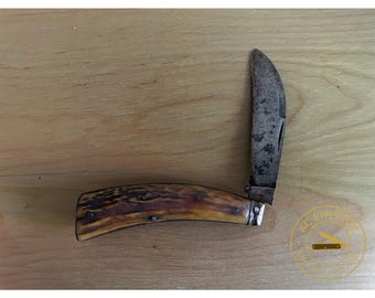 Large Vintage Stag Handle Folding Knife - Circa 1900 -1920