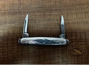 Antique Sterling Silver Gentleman’s Pocket Knife – Dual Release Lock – c. 1889