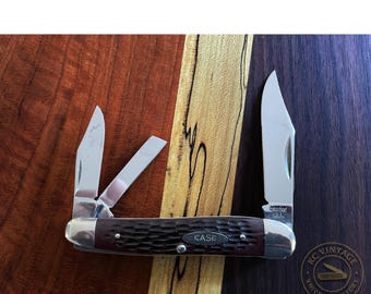 Vintage 1974 Case XX Whittler Pocket Knife – Jigged Delrin Handles – Pattern 6380 (3 7/8” Closed)