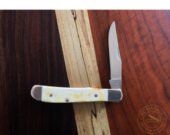 Vintage 1986 Parker-Edwards USA Pocket Knife – A95155S – Single Blade – Faux Bone Look Handles