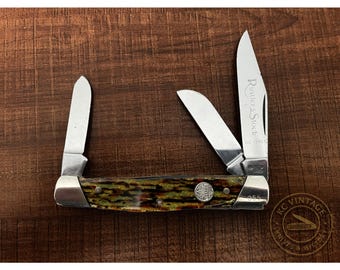 United Boker Solingen “Rustler’s Stock” 055 Stockman Knife – Christmas Tree Handles – Germany (Late 20th Century)