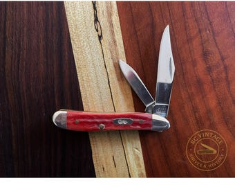 Case XX Pocket Worn Red Bone Peanut Knife -- 2002 -- 6220 SS – 2.88" Closed