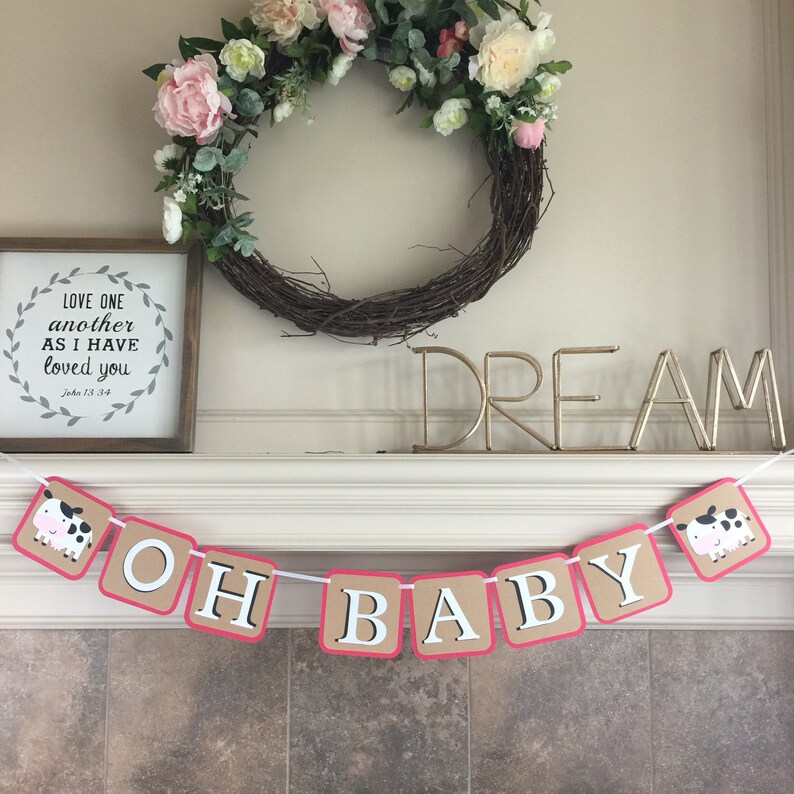 Farm Baby Shower Banner Oh Baby Banner Barnyard Etsy