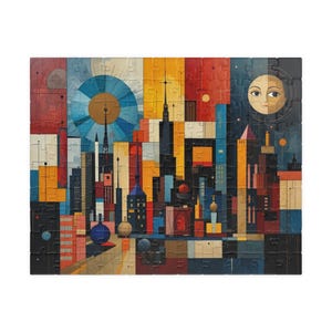 Retro Cityscape Puzzle - 110, 252, 520, 1014-piece - Fun Family Game, Home Decor, Gift for Puzzle Lovers, Unique Art!