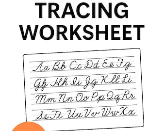 Cursive Alphabet Tracing Worksheet | Uppercase & Lowercase Letters | Handwriting Practice Sheet | Digital Download