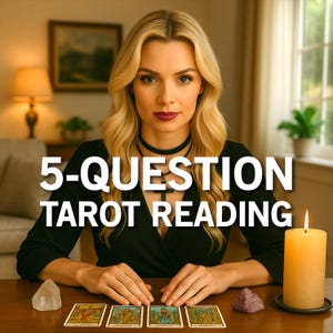 5-Frage Tarot Legung | Psychische Einsicht am selben Tag für Liebe, Karriere, Lebensweg und Zukunft | Schnelle, genaue spirituelle Führung und Klarheit