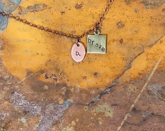 be brave, brave, courage, brave bracelet, friend gift, inspirational bracelet, charm bracelet, encouraging jewelry, copper bracelet