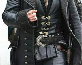 Once Upon a Time Captain Hook Black Leather Coat