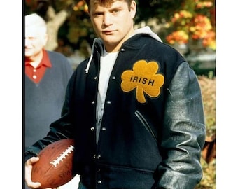 Chaqueta de lana y cuero auténtico Rudy Irish de la Universidad de Notre Dame